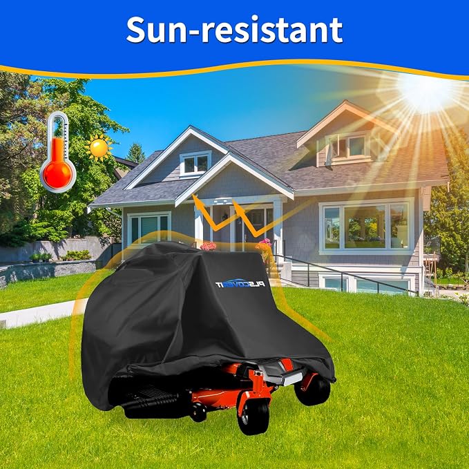 Zero-Turn Mower Cover, Heavy Duty 600D Oxford Lawn Mower Covers, Waterproof Universal Fit Tractor Cover with Drawstring & Storage Bag, UV, Dust, Wind for Outdoor Garden Storage,79×55×46 in