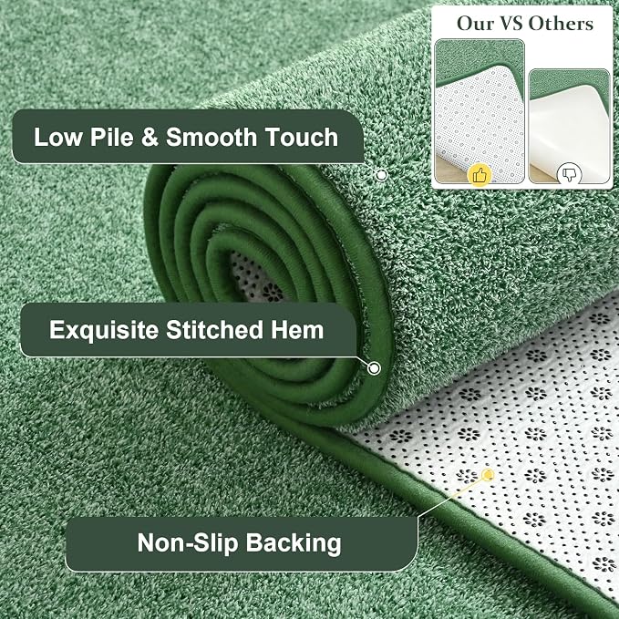 Keeko 2x4 Area Rugs for Living Room,Soft Washable Memory Foam Bedroom Rug | Indoor Throw Rug Low Pile Minimalist Non Slip Carpet for Kids Nursery Classroom Dorm Room Home Decor Green and White