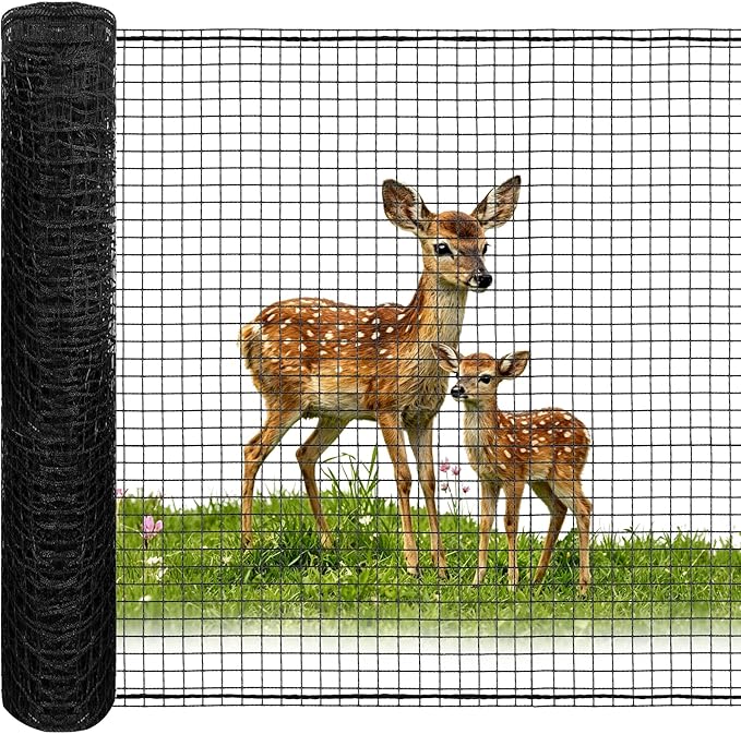 Deer Fence Netting, 4x100ft Heavy Duty Plastic Mesh Deer Fencing, 55GSM Garden Fence Animal Barrier, Bird Netting for Garden Protection, Reinforced Edge Temporary Fence for Tree Vegetable Raised Bed