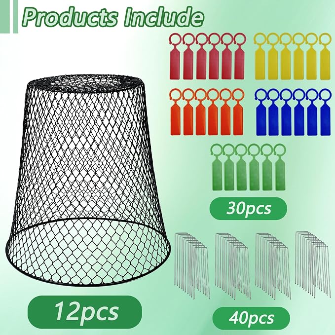 12Pcs Chicken Wire Cloche Plant Covers,Durable Garden Cloches for Plants,Metal Netting Plant Protectors from Animals for Keeping Bunnies Chicken Squirrels Birds Other Out