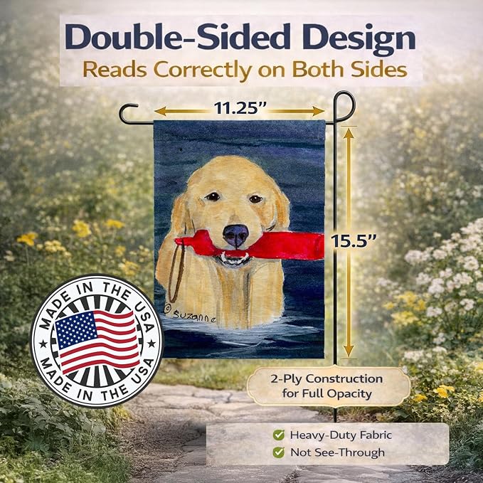 Caroline's Treasures SS8868GF Golden Retriever Garden Flag Mailbox Flag Decorative Yard Flag Banner Outside Patio Artwork Yard Flower Beds, Garden Size, Multicolor