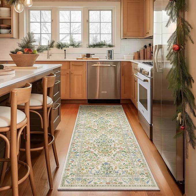 Washable Runner for Hallways Kitchen Rug: 2'6"x8' Runner Rugs Stain Resistant Non Slip Low Pile Soft Carpet Runners Rug for Entryway Indoor Kitchen Hallways Bedroom Beside Laundry Room