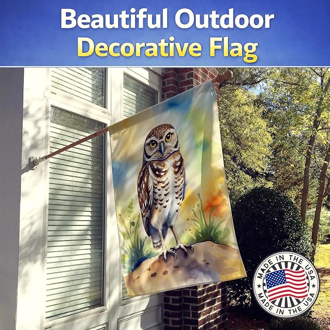 Caroline's Treasures Burrowing Owl House Flag Large Porch Sleeve Pole Decorative Outside Yard Banner Artwork Wall Hanging, Polyester, House Size, Multicolor