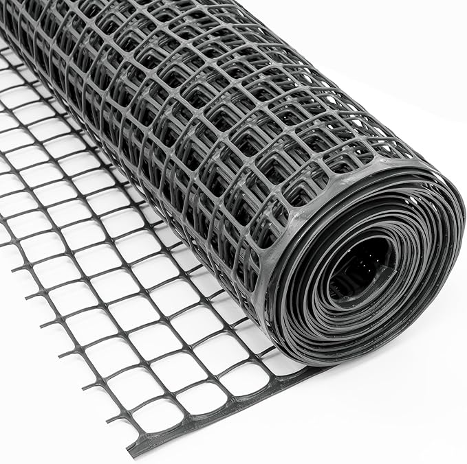 Heavy-Duty Plastic Mesh Netting, Black, 35.4 x 197 in (90cm x 5m), 25mm Grid, Recycled Plastic, Cut-to-Size, Multi-Purpose for Gardening & Fencing