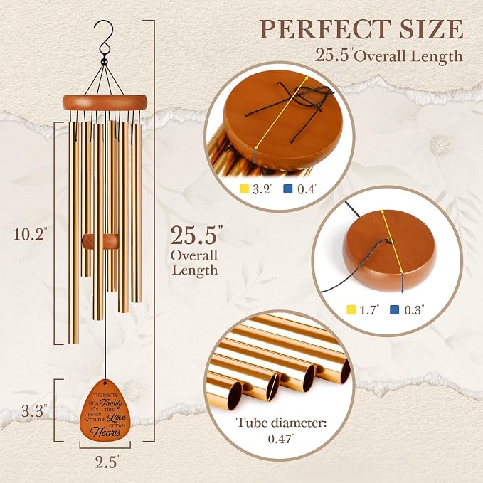 Leebbsin 10th Anniversary Wind Chime, 10th Anniversary Romantic Gifts for Him, Her, Couple, Men, Women, Wife, Husband, Newlywed, Aluminum Anniversary's Keepsake Gifts Ideas