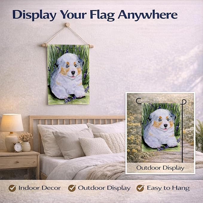 Caroline's Treasures SS8005GF Australian Shepherd Garden Flag Mailbox Flag Decorative Yard Flag Banner Outside Patio Artwork Yard Flower Beds, Garden Size, Multicolor
