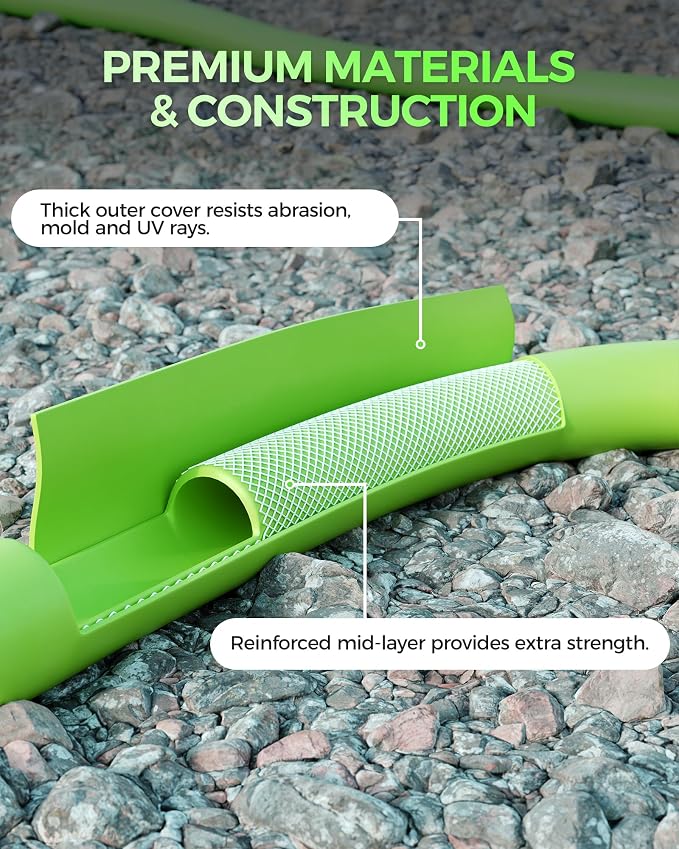 75 FT x 5/8″ Garden Hose, Lightweight Flexible Garden Water Hose with Swivel Handle, 200 PSI Working, 450 PSI Burst, All-Weather Outdoor Use, Heavy Duty Water Hose for for Lawn, Yard, G75GH06