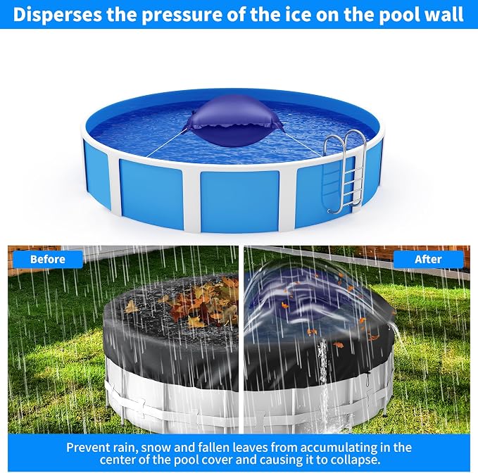CACSPS Pool Pillow for for Above Ground Pools, 4x4 Ft Pool Air Pillow for Closing Winter Pool Winterizing Kit for Ground Pool, 0.5mm PVC Material, 2X 16.5Ft Rope (Blue)