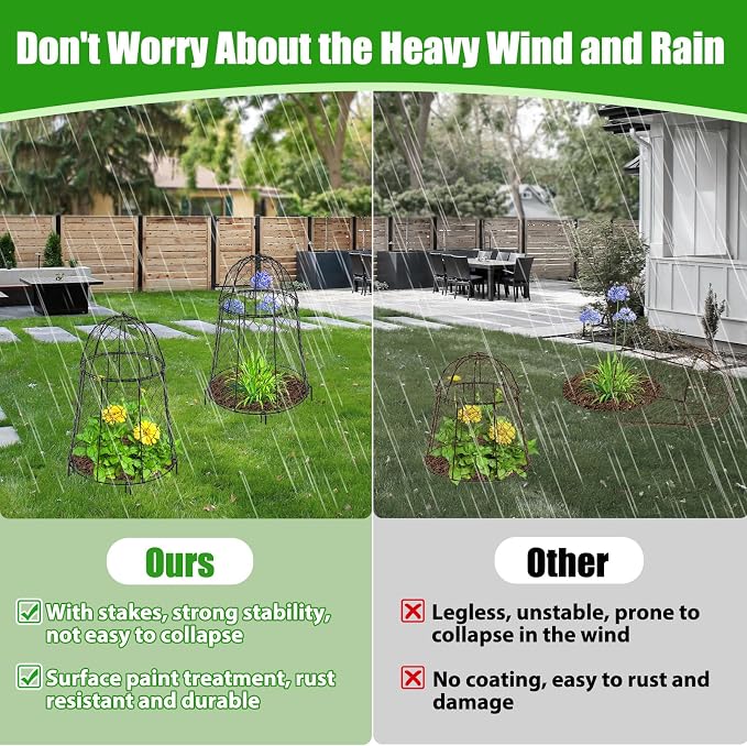 Phoncoo 6 Pack Garden Cloches for Plants, Sturdy Plant Protectors from Animals, Chicken Wire Cage for Garden Cages to Keep Bunnies Chicken Squirrels Birds Animals Out