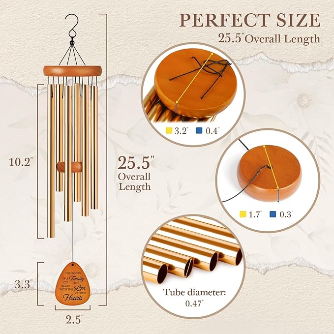 Leebbsin 50th Wedding Anniversary Wind Chime, Happy 50th Anniversary Romantic Gifts for Couple, Parents, Wife, Husband, Friends, Golden Anniversarys Keepsake Gifts Ideas | Happy 50th Anniversary Romantic Gifts for Couple, Parents, Wife, Husband, Friend...