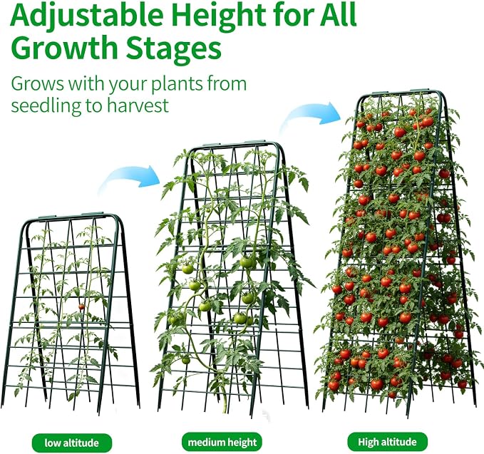 Heavy Duty Trellis for Climbing Plants, 59"x19.68" Adjustable Height Steel Cucumber Trellis, Powder Coated Metal Garden Trellis for Raised Beds,Tomatoes, Cucumbers & Outdoor Vines