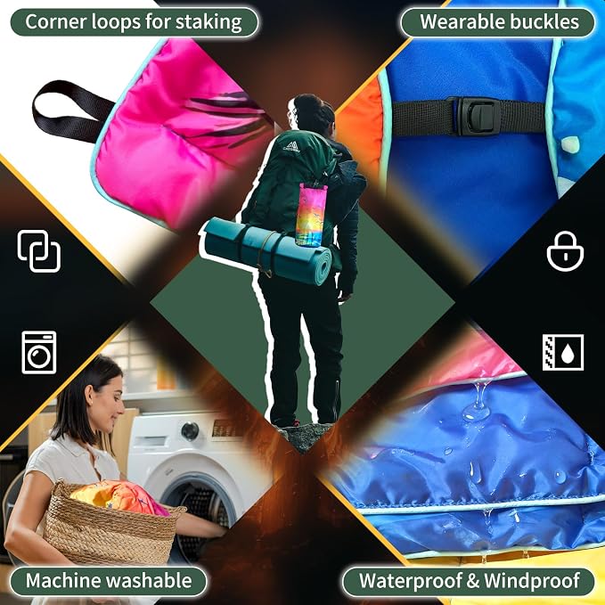 Outdoor Puffy Camping Blanket, Packable Outdoor Blanket Waterproof Down Alternative for Camping, Hiking, Backpacking, Traveling, Picnic, Beach, Lawn, Stadium (Sea, 55 * 79'')