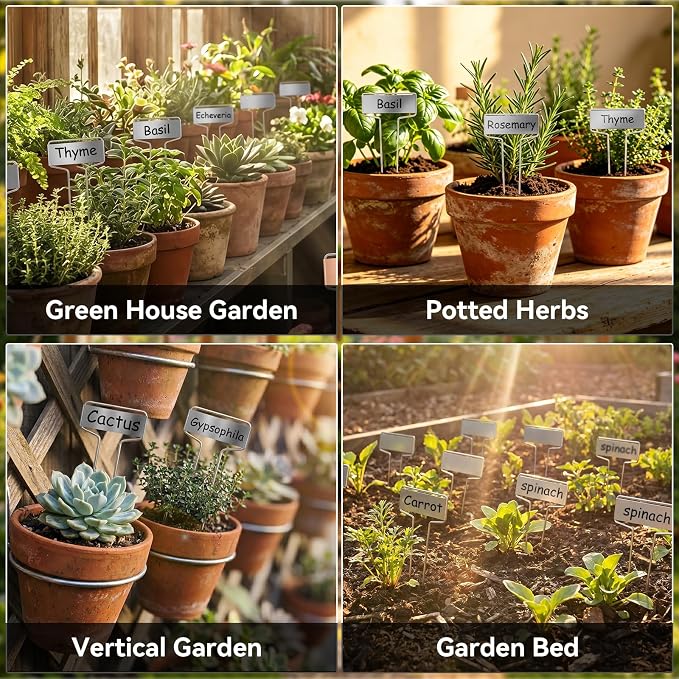 Greaner Zinc Plant Tags 30PCS, 2.6" x 10" Garden Marker for Plants, Metal Garden Tags for Indoor Outdoor(10 Inch High, Silver)