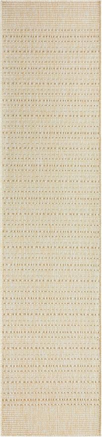 Nourison Home Tulum Cream 2'2" x 8' Area Rug - Easy Clean, Non Shedding, Bed Room, Living Room, Dining Room, Kitchen (8' Runner)