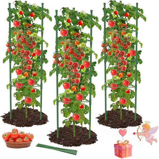 MYMULIKE 3 Pack Tomato Cages for Garden, 51in*13in Adjustable Tomatoes Plant Stakes Support Cages Trellis, Garden Trellis for Vegetable Flowers Fruits Climbing Plants- 20 Binding Wires Included