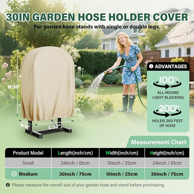 Garden Hose Holder Cover,Waterproof, Dustproof and Sun-Proof Protect Your Garden Hose and prolong its Life(30"W x 10"D x 30"H)(Cover Only）