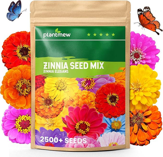2500+ Zinnia Dahlia Seeds Flower Seeds for 2026 Planting, 0.7 Oz, 5 Varieties (Pink, Yellow, Orange, White, Purple), 20G Mixed Colors and Large Blooms, Open Pollinated - Bulk