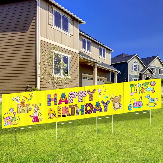Tuanse 20 Pack Blank Yard Signs with Stakes 16x12 Inch Double Sided Corrugated Plastic Board Custom Lawn Signs for Garage Sale Real Estate Open House Advertising Rent Guidepost Birthday Party(Yellow)