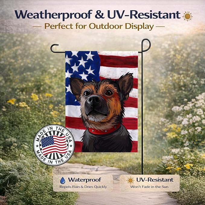 Caroline's Treasures CK6673GF Murcian Ratter Dog American Flag Garden Flag Mailbox Flag Decorative Yard Flag Banner Outside Patio Artwork Yard Flower Beds, Garden Size, Multicolor