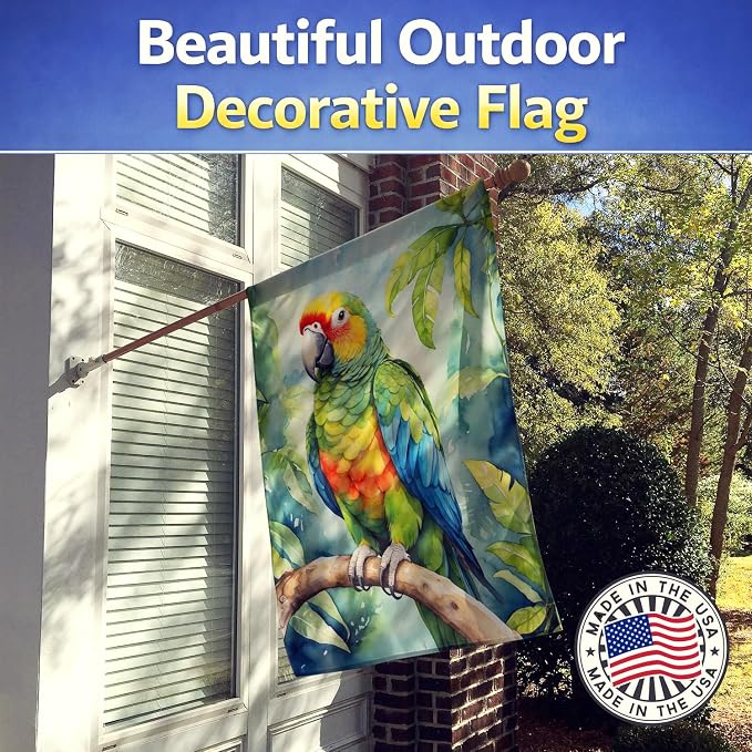 Caroline's Treasures Amazon Parrot House Flag Large Porch Sleeve Pole Decorative Outside Yard Banner Artwork Wall Hanging, Polyester, House Size, Multicolor