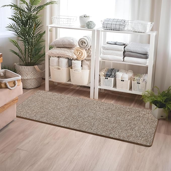 Chicrug Memory Foam 2x6 Runner Rugs for Hallway Entryway Bedroom | Low-Pile Soft Carpet Runner Rug for Kitchen, 6ft Kids Rug for Bedside Dorm Room, Brown and White