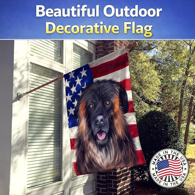 Caroline's Treasures CK6518CHF Estrela Mountain Dog American Flag House Flag Large Porch Sleeve Pole Decorative Outside Yard Banner Artwork Wall Hanging, Polyester, House Size, Multicolor
