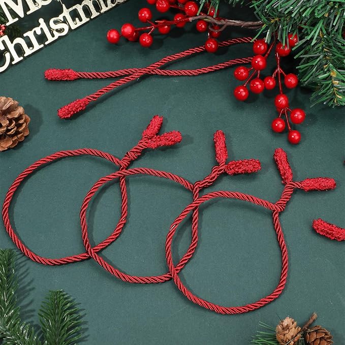 Zhengmy 20 Pcs 25 Inch Extra Long Christmas Garland Ties Christmas Decorative Twist Ties for Banister Reusable Flexible Twist for Holiday Xmas Home Decorations Craft Wrapping (Red)