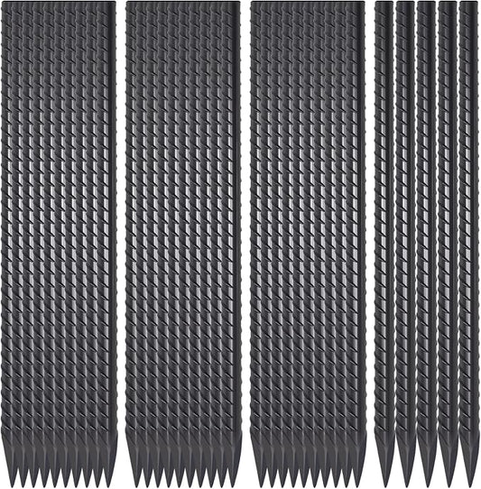 Straight Rebar Stakes 16 Inch 34 Pack Garden Spikes with Chisel Point End Metal Stakes for Ground Heavy Duty 3/8 Inch Thickness Tree Stake Kit for Concrete, Landscape Timber (Black) | Heavy Duty 3/8" Diameter Metal Spikes with Chisel Point End for for ...