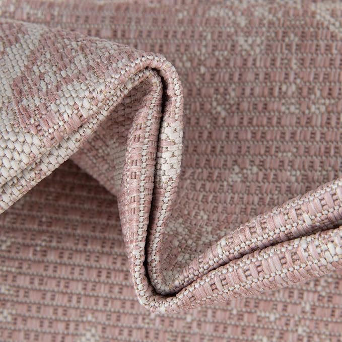 Unique Loom Outdoor Bohemian Collection Area Rug - Anthro (2' x 5' 1" Runner, Pink/ Ivory)