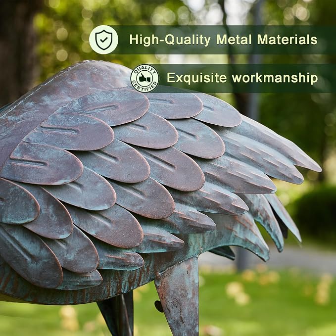 36"H Crane Bird Bath,Metal Birdbaths for Outdoor,Bird Feeders for Outdoors | Heron Garden Statues With bird bath,Vintage Birdbath for Garden Patio Lawn Decor