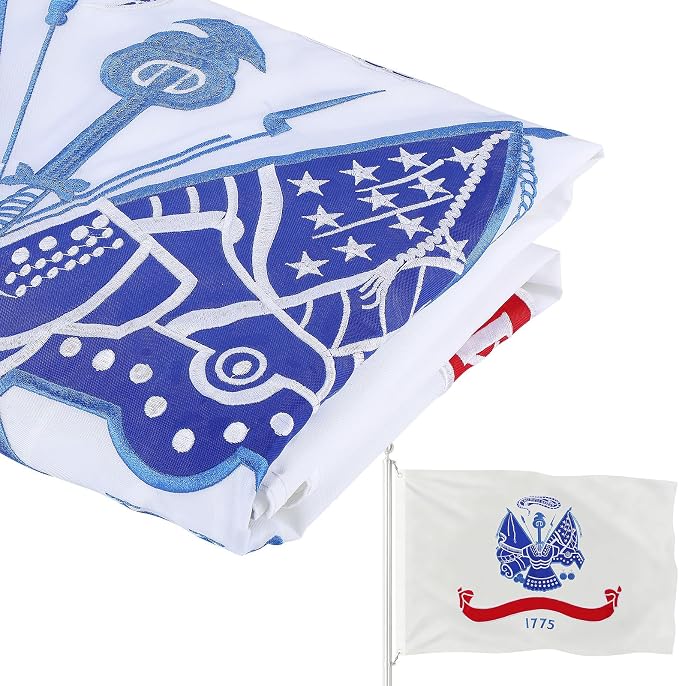 Double-Sided Embroidered Flags for Outside 3x5-210D Oxford Fabric Weatherproof Military Flags with 2 Brass Grommets for Garden Patio Decor, Gift for Veteran & Service Member (White)