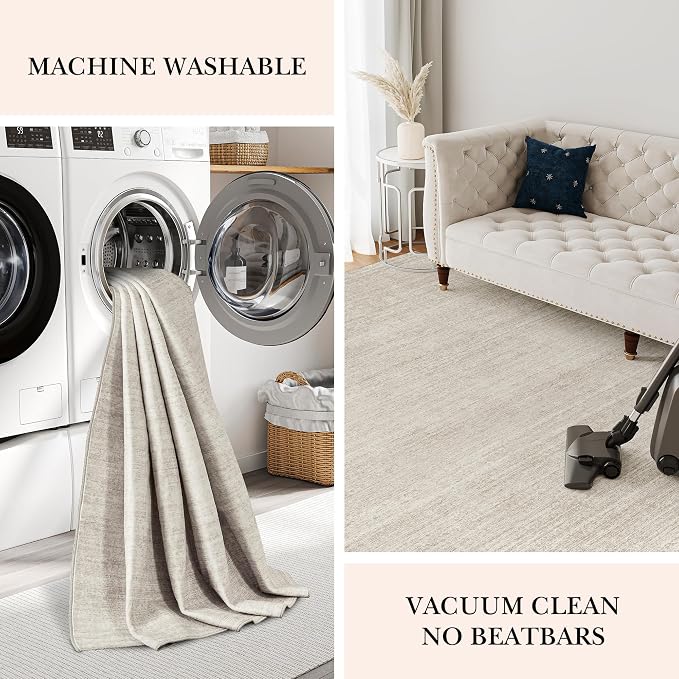 Valenrug 2x6 Runner Rug Non Slip, Washable Rug Runners for Hallways, Beige | Soft Low Pile, Thin & Lighweight Carpet, Folable Stain Resistant Modern Indoor 6ft Floor Mat for Living Room,Bedroom,Kitchen