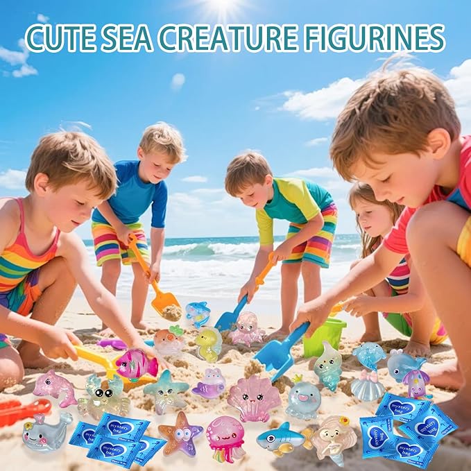 Mini Glow In The Dark Animal Resin Models, Resin Animals Mystery Bags, Individually Wrapped Blind Bags Tiny Animal Figurines, Collectible Mini Animals For Fairy Garden, DIY Crafts (50, Ocean)