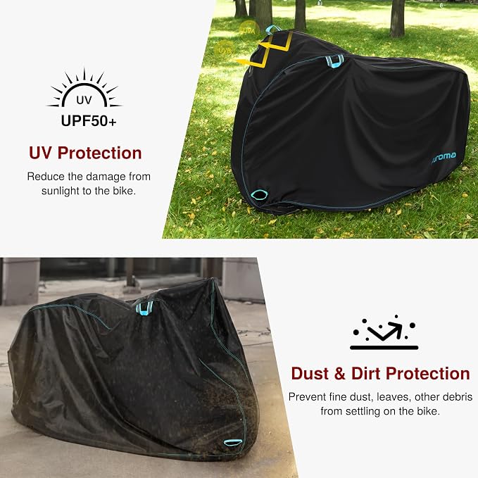 Puroma Bike Cover for 1/2/3 Bikes, 210D Waterproof Outdoor Storage Bicycle Covers Rain Sun UV Dust Wind Proof with Lock Hole for Mountain Road Electric Bike