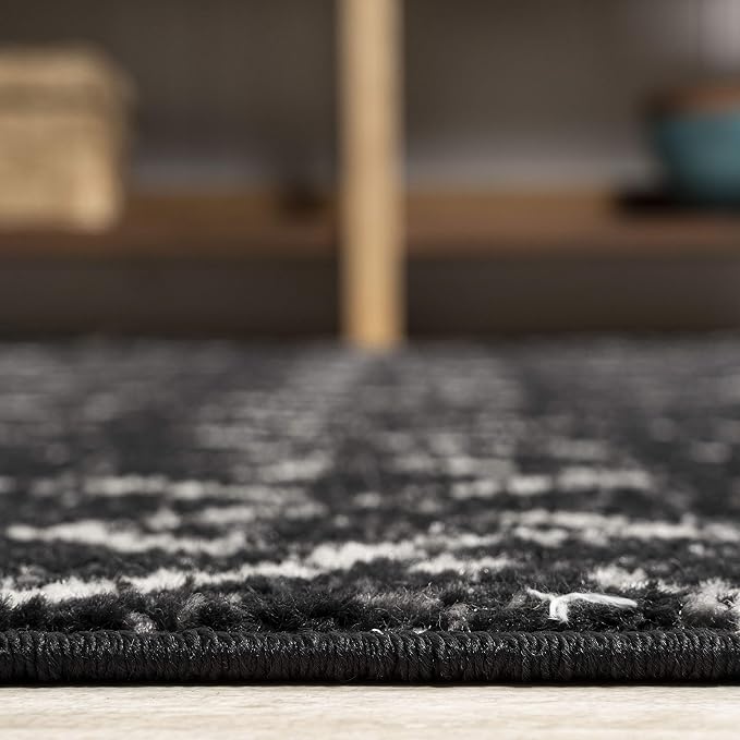 JONATHAN Y Boho Vintage Diamond Black/Ivory Square Area Rug 3X3 ft, Moroccan Hype for Living Room, Bedroom, Kitchen, Office, Easy-Cleaning, High Traffic, Pet-Friendly, Non-Shedding (MOH101D-3SQ)
