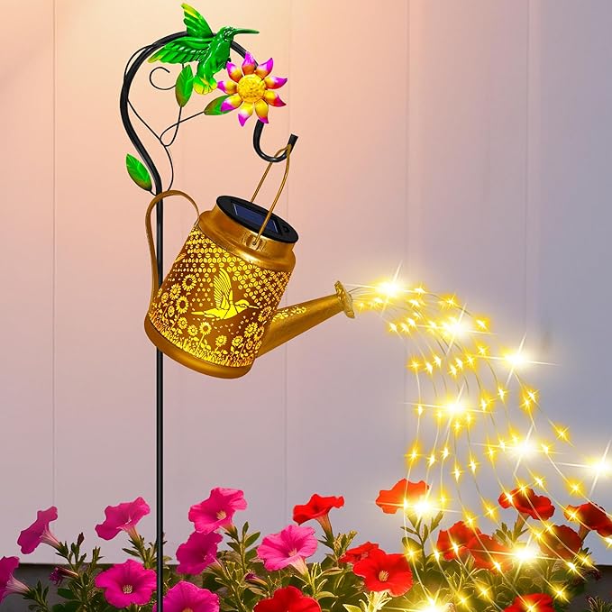 ostritec Hummingbird Solar Lanterns Garden Decor, Outdoor Waterproof Watering Can with Shepherd Hook, Solar Garden Decor for Yard Outdoor Pathway, Gifts for Women Mom Grandma Birthday Mothers Day