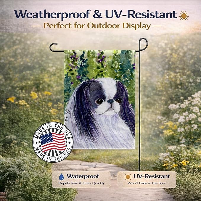 Caroline's Treasures SS8730GF Japanese Chin Garden Flag Mailbox Flag Decorative Yard Flag Banner Outside Patio Artwork Yard Flower Beds, Garden Size, Multicolor