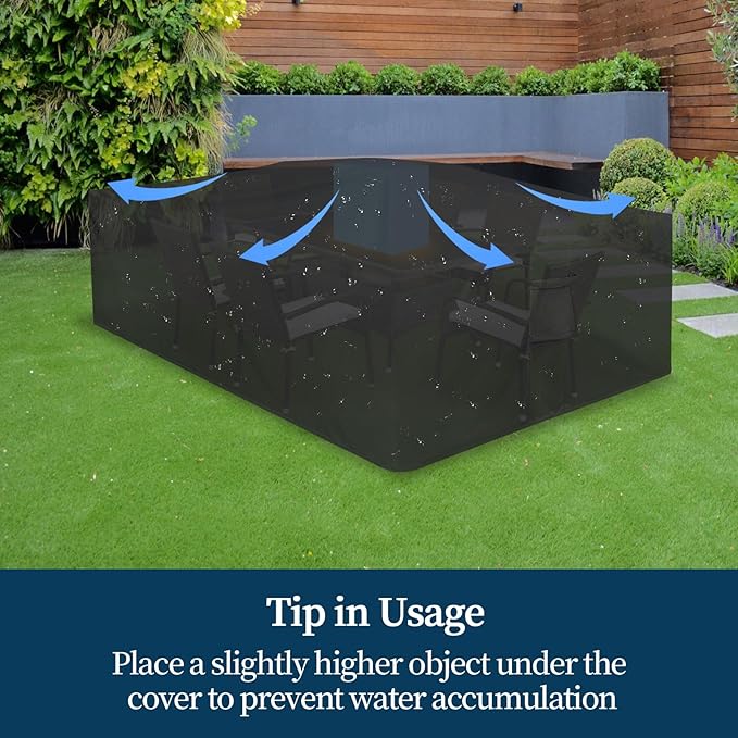 Easy-Going Patio Furniture Cover Waterproof Outdoor Rectangular Coffee Table Cover with Seal Tape at Seams (48"L x 28"W x 16"H, Black)