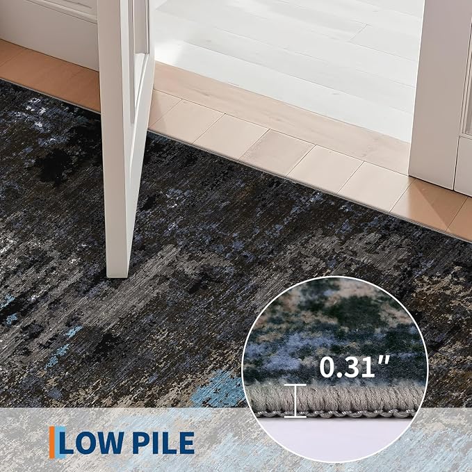 GarveeHome Abstract Area Rugs 5x7 Ultra-Soft Modern Indoor Grey Brown | Non-Slip Backing, Stain-Resistant Low Pile Floor Cover, Colorful Indoor Mat, Bedroom, Kitchen, Laundry