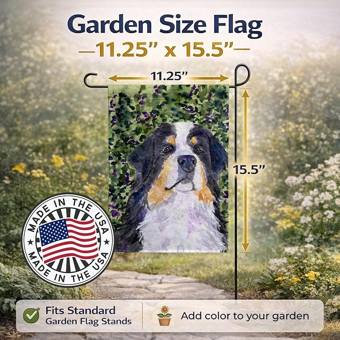 Caroline's Treasures SS8830GF Bernese Mountain Dog Garden Flag Mailbox Flag Decorative Yard Flag Banner Outside Patio Artwork Yard Flower Beds, Garden Size, Multicolor
