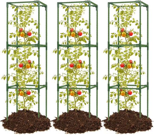 joyhalo 3 Pack Tomato Cage for Garden, 47 Inch Heavy-Duty Tomato Trellis, Height Adjustable Garden Trellis for Climbing Plants Vegetables Flowers Cucumber Peony