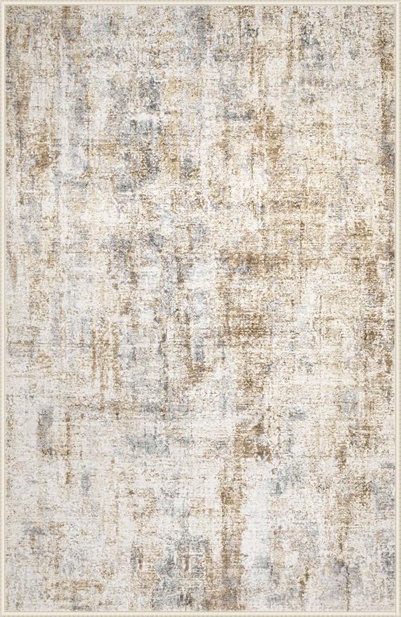 Area Rugs 5x7 Living Room: Washable Rug Modern Abstract Rugs Soft Non Slip Neutral Rug Stain Resistant Indoor Carpet for Bedroom Kitchen Dining Room Nursery Home Office Rugs(Blue Brown,5'x7')
