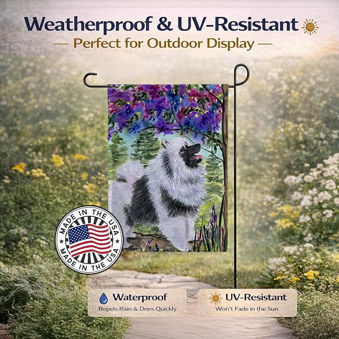 Caroline's Treasures SS8063GF Keeshond Garden Flag Mailbox Flag Decorative Yard Flag Banner Outside Patio Artwork Yard Flower Beds, Garden Size, Multicolor