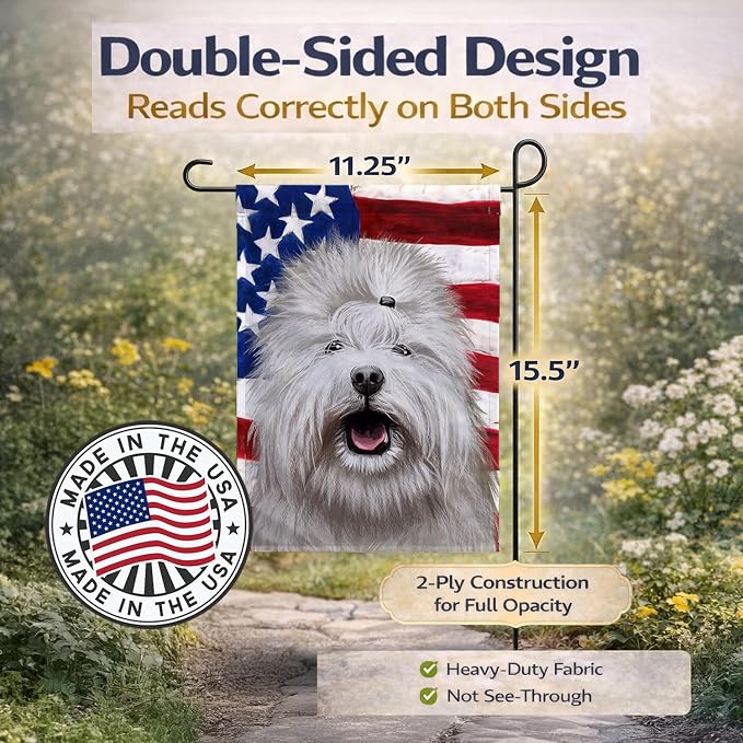 Caroline's Treasures CK6495GF Coton de Tulear Dog American Flag Garden Flag Mailbox Flag Decorative Yard Flag Banner Outside Patio Artwork Yard Flower Beds, Garden Size, Multicolor