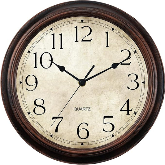KECYET Wall Clock Battery Operated Vintage Silent Non-Ticking Analog Wall Clocks 8.5 Inch Small Retro Clock Decorative for Kitchen Bathroom Bedroom Home Office (Bronze)