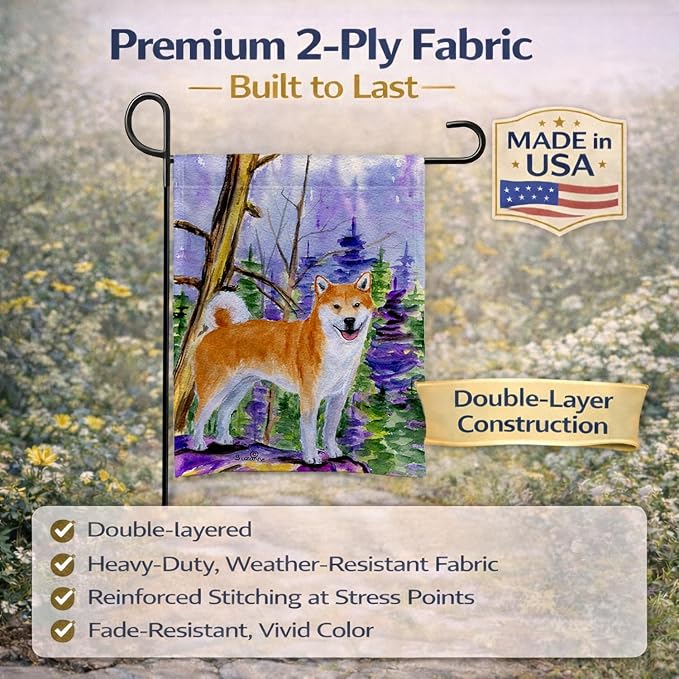 Caroline's Treasures SS8629GF Shiba Inu Garden Flag Mailbox Flag Decorative Yard Flag Banner Outside Patio Artwork Yard Flower Beds, Garden Size, Multicolor