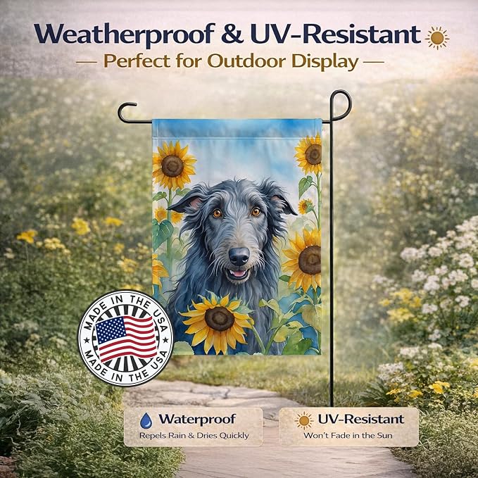 Caroline's Treasures DAC6157GF Scottish Deerhound in Sunflowers Garden Flag Mailbox Flag Decorative Yard Flag Banner Outside Patio Artwork Yard Flower Beds, Garden Size, Multicolor