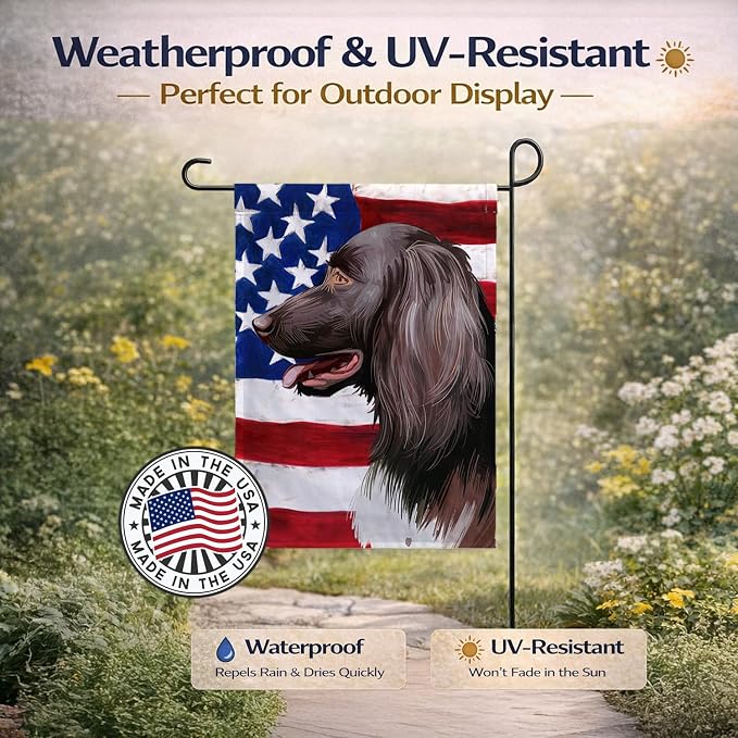 Caroline's Treasures CK6624GF Small Munsterlander Dog American Flag Garden Flag Mailbox Flag Decorative Yard Flag Banner Outside Patio Artwork Yard Flower Beds, Garden Size, Multicolor
