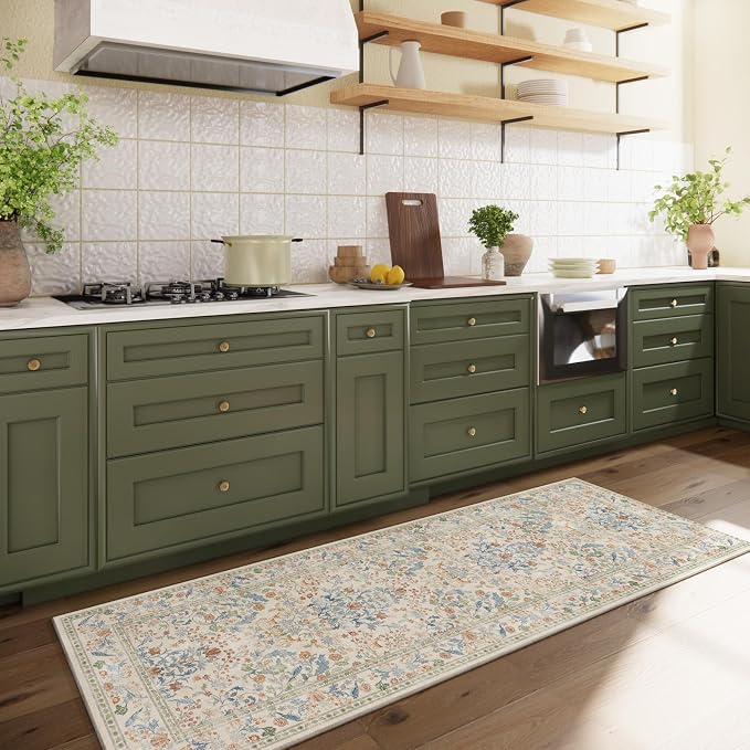 Runner Rug Washable Kitchen Runner: 2'x 6' Rug Runners for hallways Stain Resistant Non Slip Low Pile Soft Carpet Runners for Bedroom Hallway Entryway Indoor Beside Bathroom Laundry Room