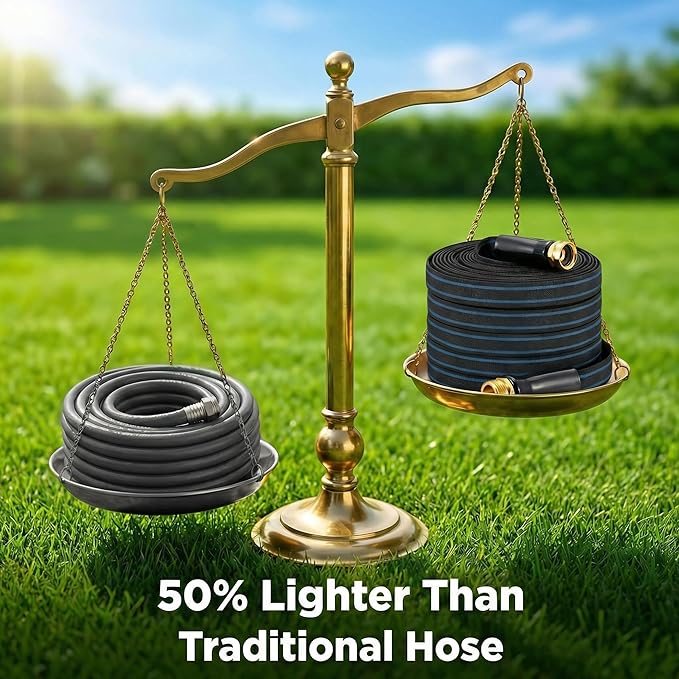 100FT Non-Expanding Garden Hose, Ultra Lightweight Water Hose, Kink-Free, Burst-Resistant, Durable & Flexible Hose, All-Weather Outdoor Hose for Lawn & Garden, Car Washing